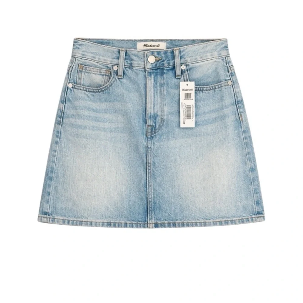 Madewell - NWT Rigid Denim A-Line Mini Skirt Light Wash Sz 26